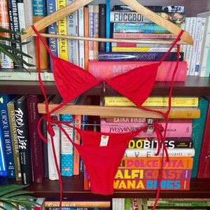 Tropic of C Bikini String Praia Equator S XS Red Poppy